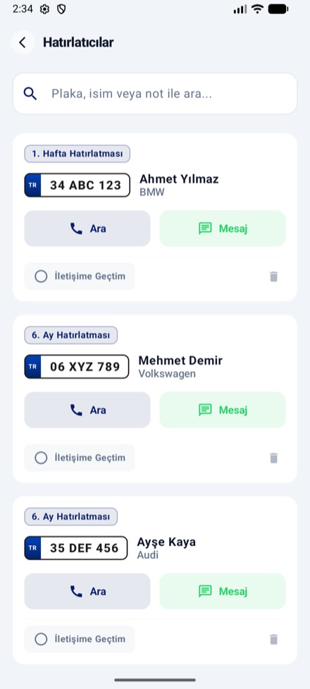 Otomatik bakım hatırlatmaları